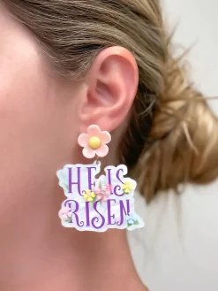 'He Is Risen' Acrylic Dangle Earrings