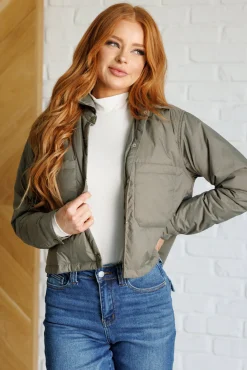 Hear Me Out Lightweight Puffer Jacket in Olive