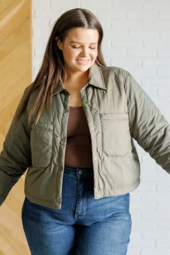 Hear Me Out Lightweight Puffer Jacket in Olive