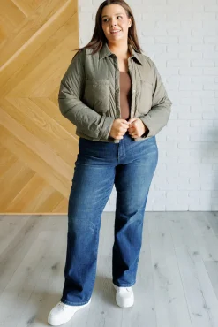 Hear Me Out Lightweight Puffer Jacket in Olive