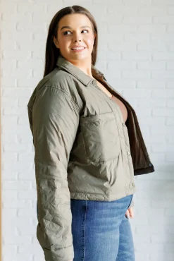 Hear Me Out Lightweight Puffer Jacket in Olive