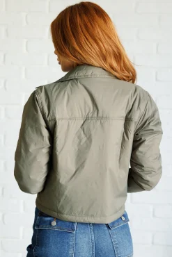 Hear Me Out Lightweight Puffer Jacket in Olive