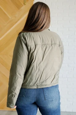 Hear Me Out Lightweight Puffer Jacket in Olive