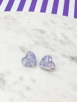 Heart Confetti Stud Earrings - Purple