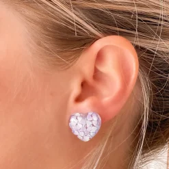 Heart Confetti Stud Earrings - Purple