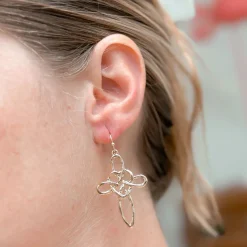 Heart Cross Dangle Earrings - Gold