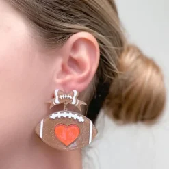 Heart Football Drop Earrings