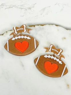 Heart Football Drop Earrings