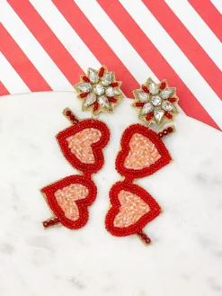 Heart Glasses Beaded Dangle Earrings