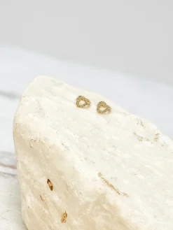 Heart Huggie Hoop Earrings - Gold
