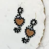 Heart Music Note Beaded Dangle Earrings