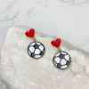 Heart Post Soccer Dangle Earrings