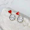 Heart Post Volleyball Dangle Earrings