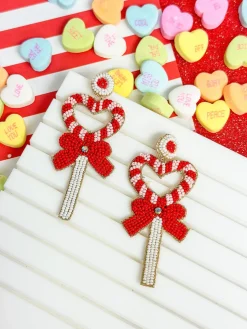 Heart Wand Beaded Dangle Earrings