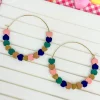 Heart-Bead Chevron Hoop Earrings - Multi