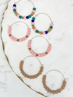 Heart-Bead Chevron Hoop Earrings - Multi