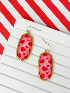 Heart-Print Portrait Dangle Earrings