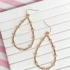 Heart-Studded Teardrop Dangle Earrings - Pink