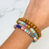 Heishi Multicolor Wood Bead Bracelet Set