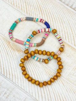 Heishi Multicolor Wood Bead Bracelet Set