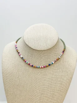 Heishi Multicolor Wood Bead Necklace