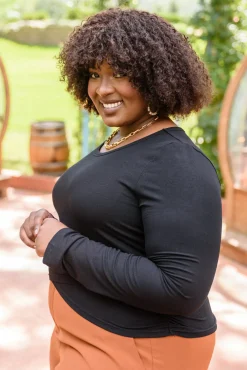 Here For It Long Sleeve Ribbed Crop Top