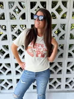 Here For The Pie Graphic T-Shirt In Cream