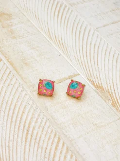 Hibiscus Turtle Printed Stud Earrings