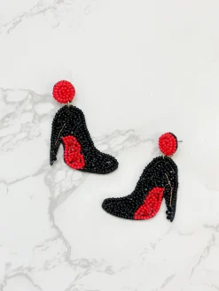 High Heel Beaded Dangle Earrings