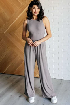 Hilary Wide Leg Jumpsuit in Grey