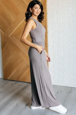 Hilary Wide Leg Jumpsuit in Grey