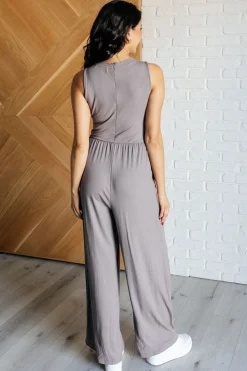 Hilary Wide Leg Jumpsuit in Grey