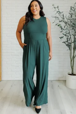 Hilary Wide Leg Jumpsuit in Green