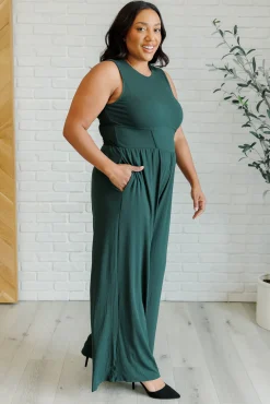 Hilary Wide Leg Jumpsuit in Green