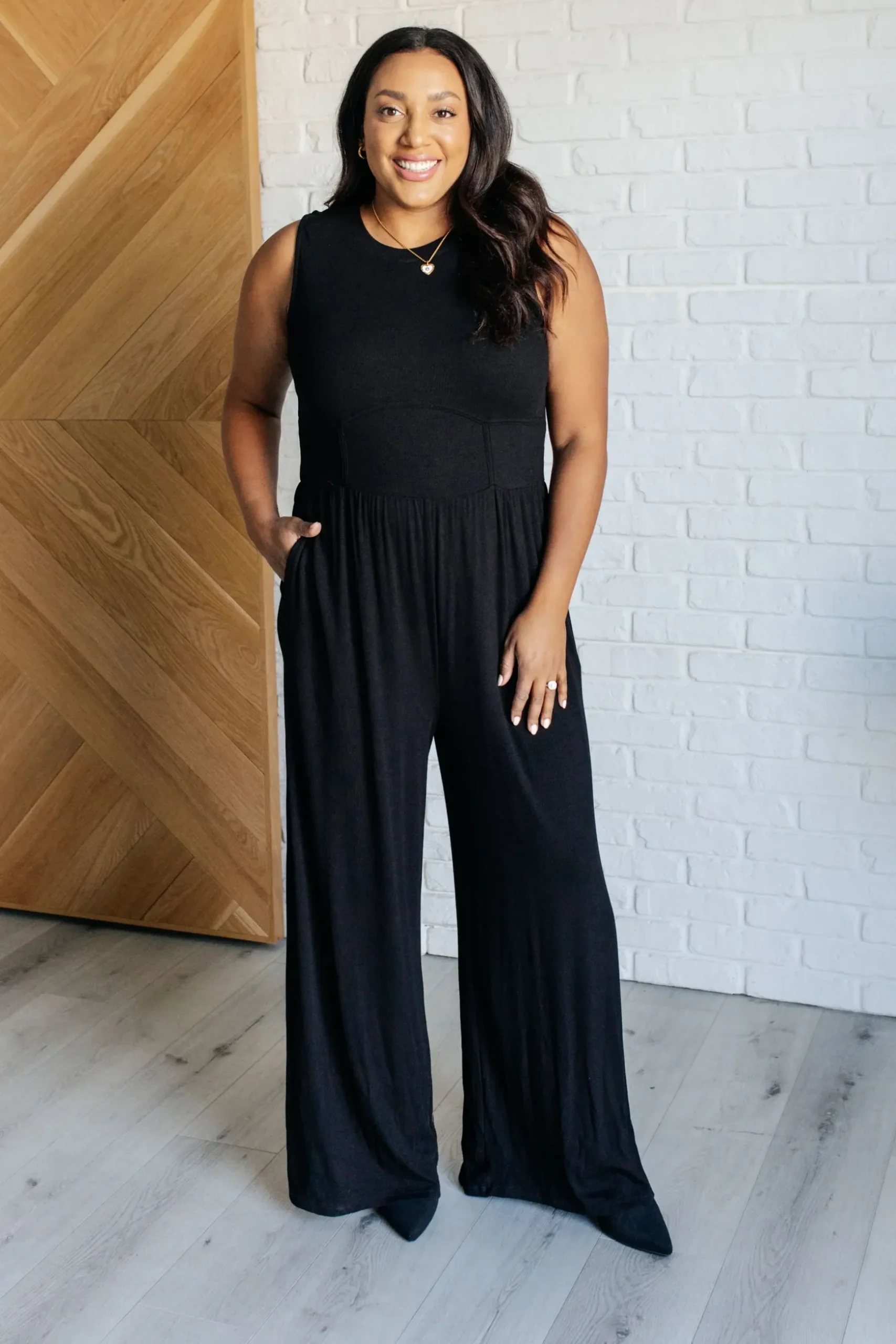 Hilary Wide Leg Jumpsuit in Black