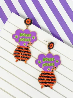 'Hocus Pocus' Enamel Cauldron Dangle Earrings