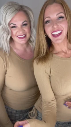 Hold Me Tight Ribbed Long Sleeve Top In Tan