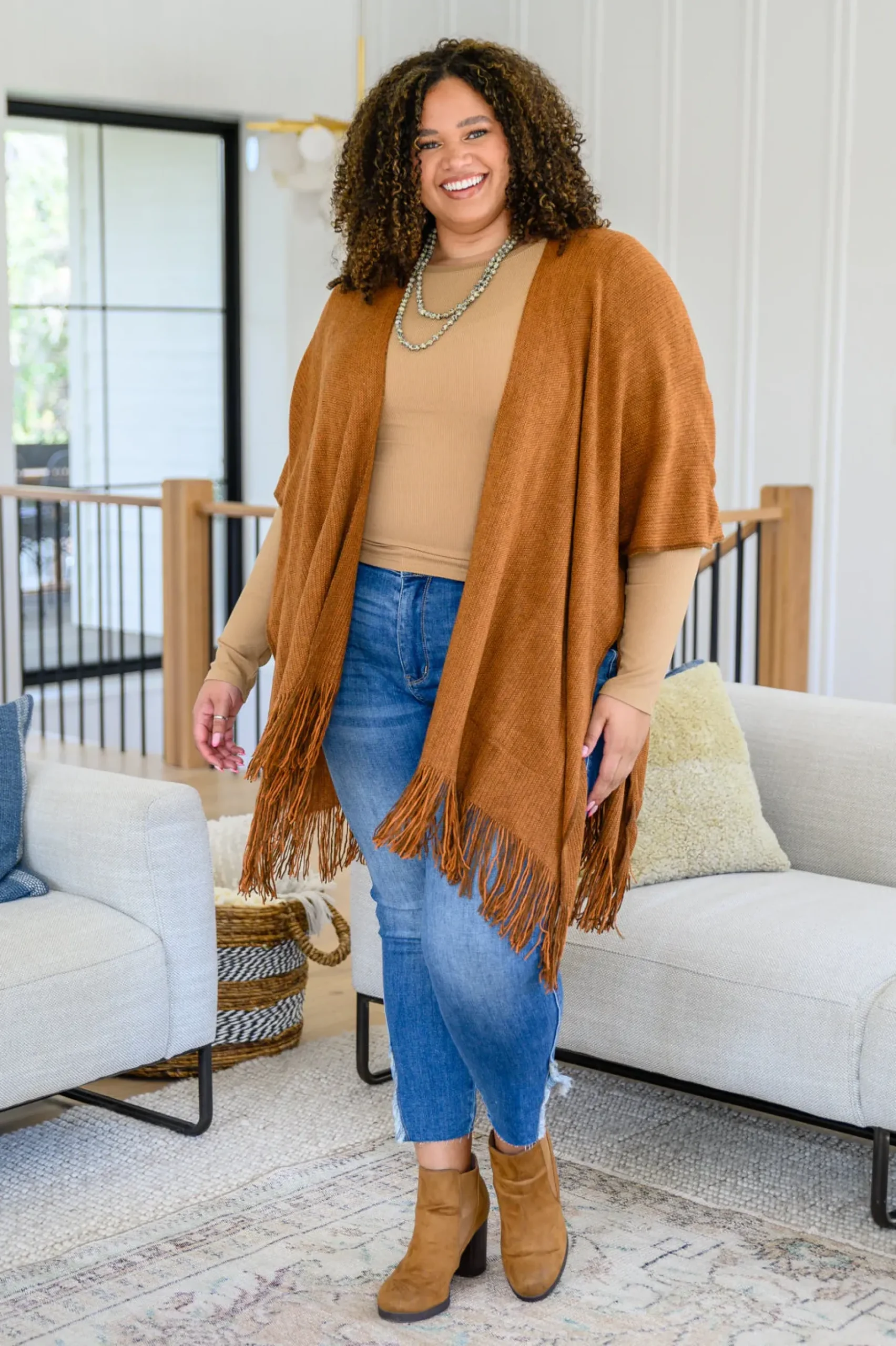 Hold Me Tight Ribbed Long Sleeve Top In Tan