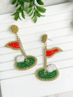 Hole in One Beaded Dangle Earrings