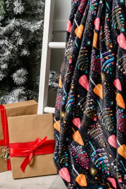 Holiday Fleece Blanket in Neon Trees