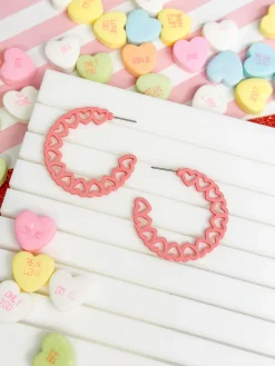 Hoop Of Hearts Earrings - Blush