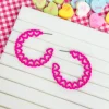 Hoop Of Hearts Earrings - Hot Pink