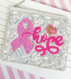 Hope Charm Beaded Zip Pouch