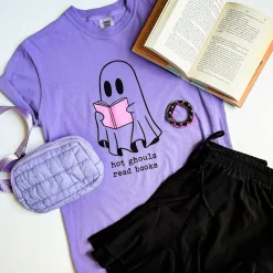 'Hot Ghouls Read Books' Short Sleeve Tee by Mugsby