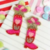 Hot Pink Cowgirl Boot Beaded Dangle Earrings