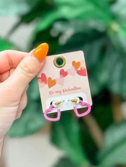 Hot Pink Heart Hoops