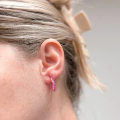 Hot Pink Heart Hoops