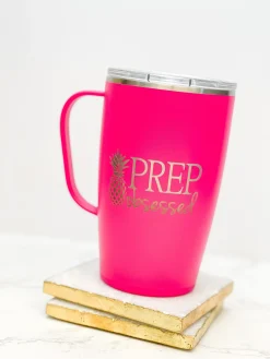Hot Pink Prep Obsessed 18 oz Stainless Steel Travel Mug by Swig