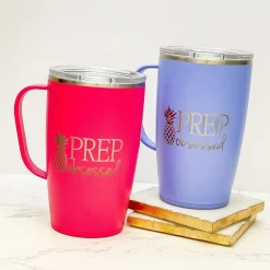 Hot Pink Prep Obsessed 18 oz Stainless Steel Travel Mug by Swig