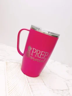 Hot Pink Prep Obsessed 18 oz Stainless Steel Travel Mug by Swig